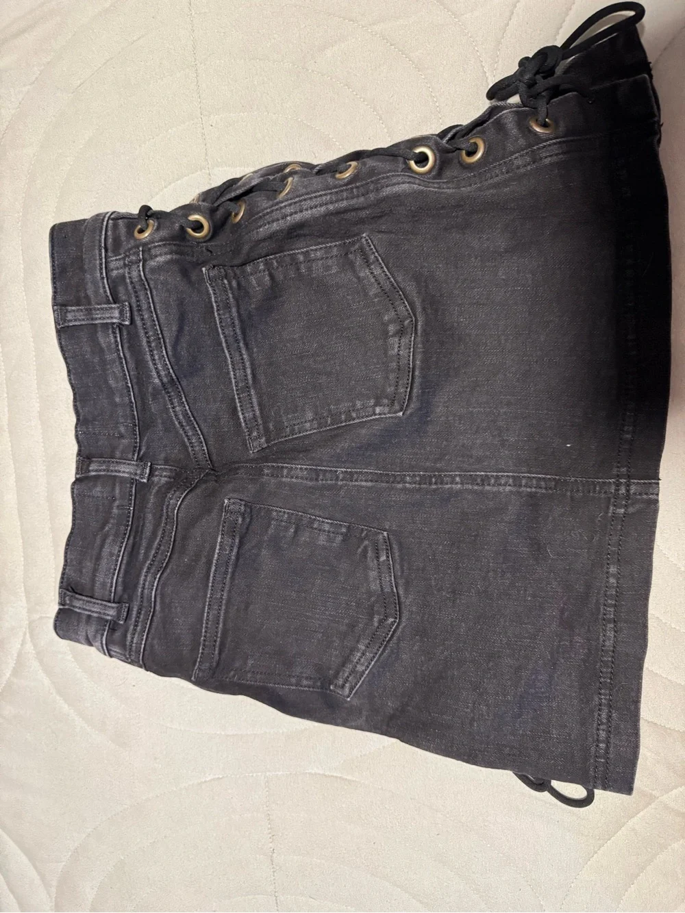 Urban Outfitters Black Lace-Up High-Waist Jean Skirt